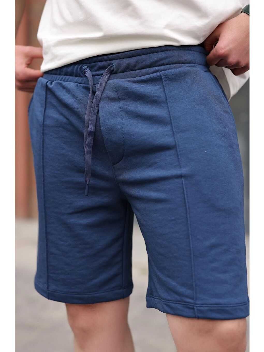 Lacivert Beli Ayarlanabilir Regular Fit Erkek Şort E6585-4