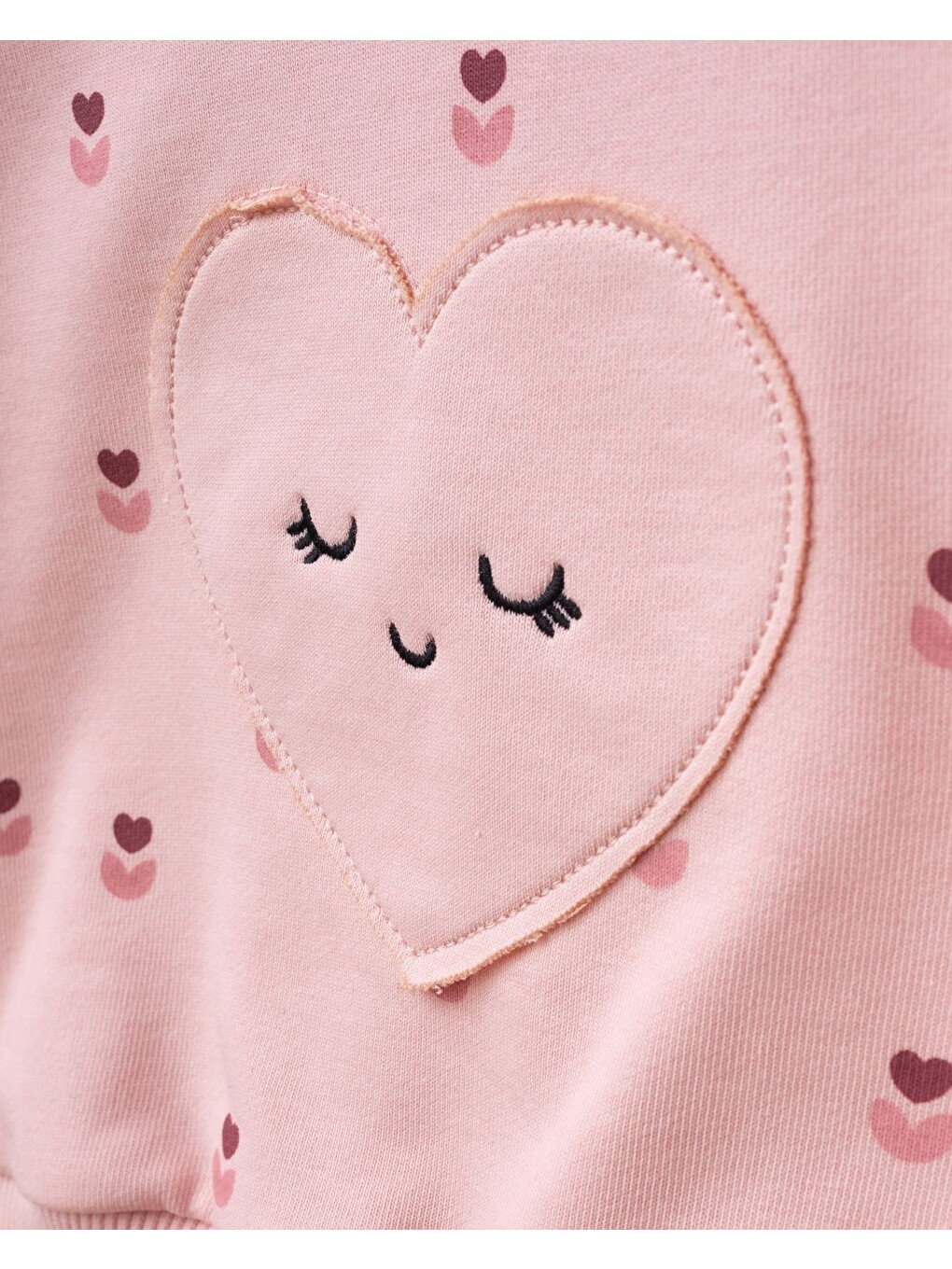 Karışık Kız Çocuk Kalp Detaylı Pembe Sweatshirt Ve İspanyol Paça Tayt Takımı-1