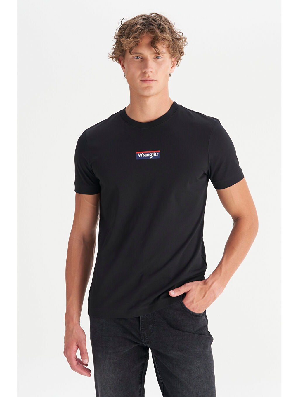 %100 Pamuk Regular Fit Normal Kesim Siyah Minimal Logo Tişört