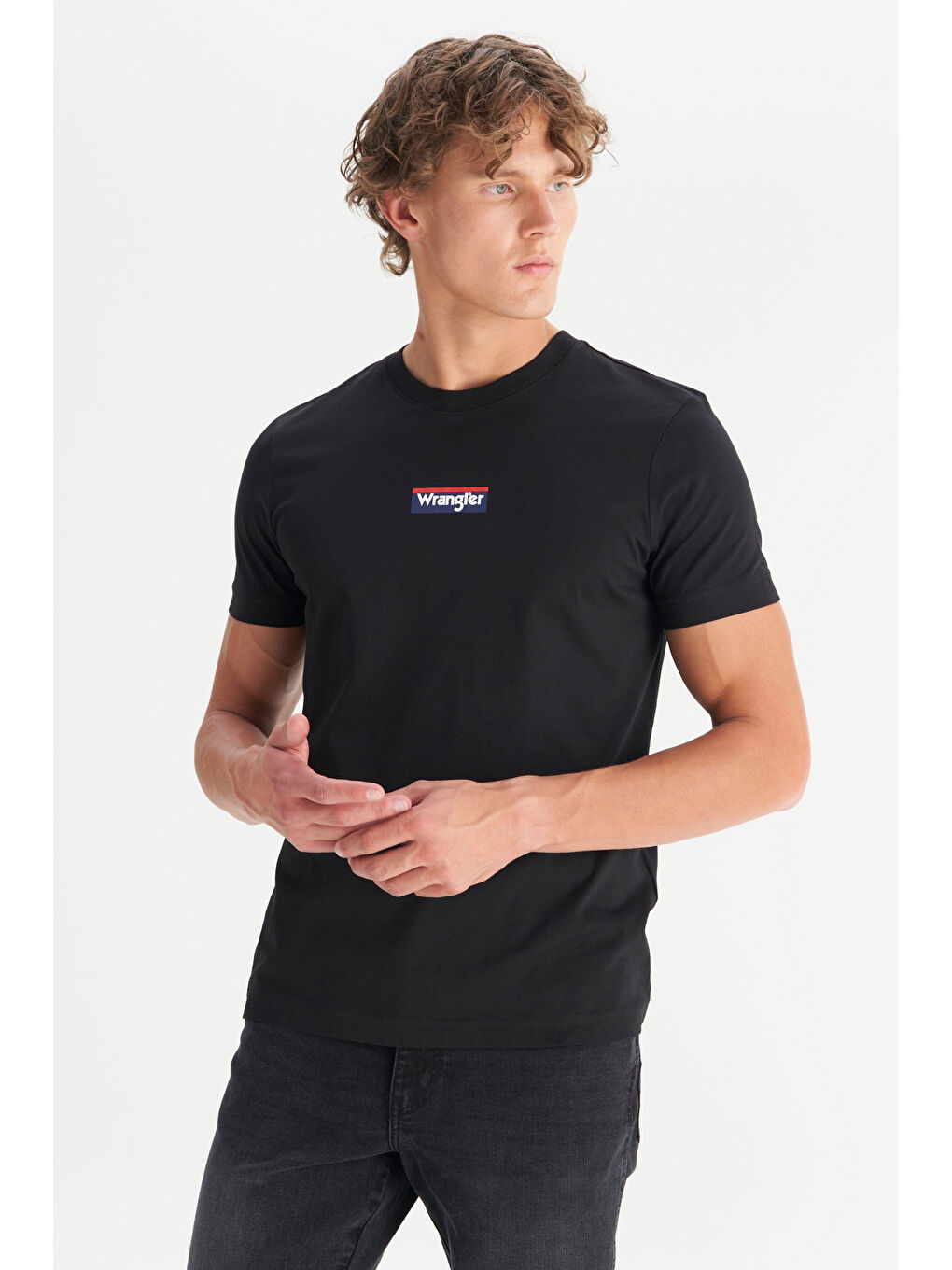 %100 Pamuk Regular Fit Normal Kesim Siyah Minimal Logo Tişört-2