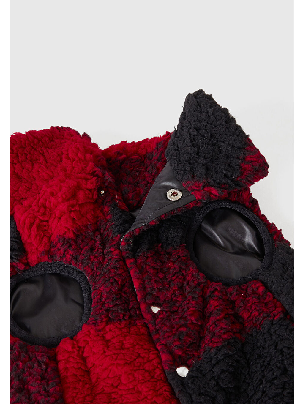 Unisex Beyaz Ekoseli Teddy Köpek Montu-2