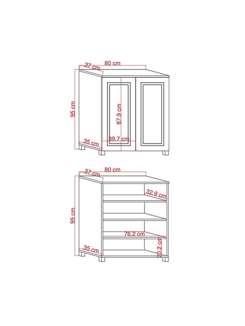 Kahverengi Ares 2 Kapaklı Ayakkabı Dolabı - Safir Meşe / Beyaz-1
