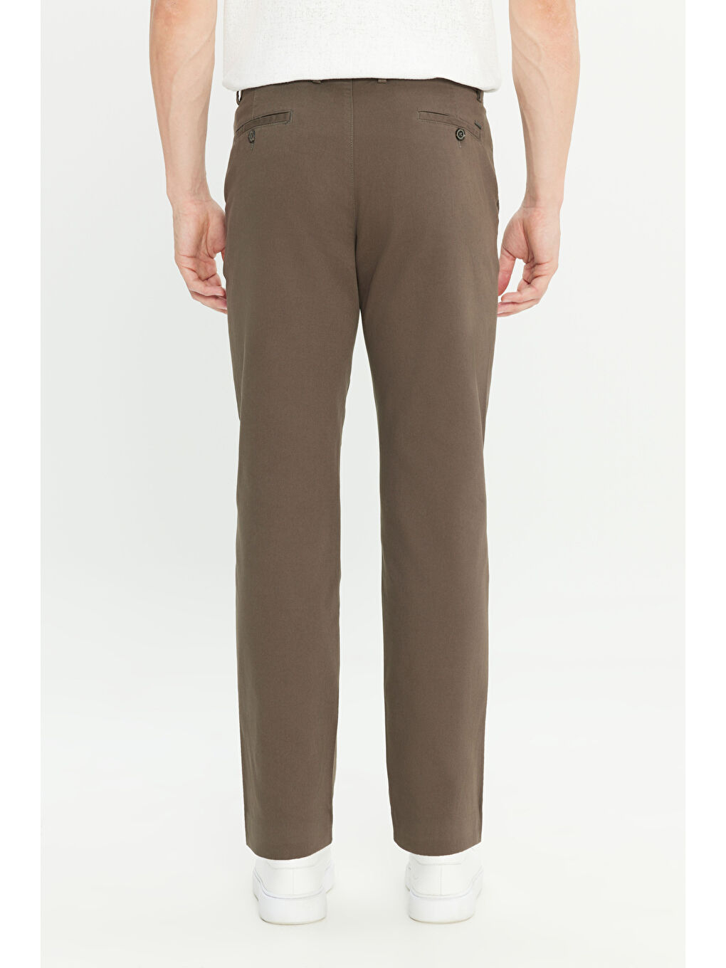 Erkek Haki Pamuklu Comfort Fit Rahat Kesim Yan Cepli Armürlü Esnek Pantolon-4