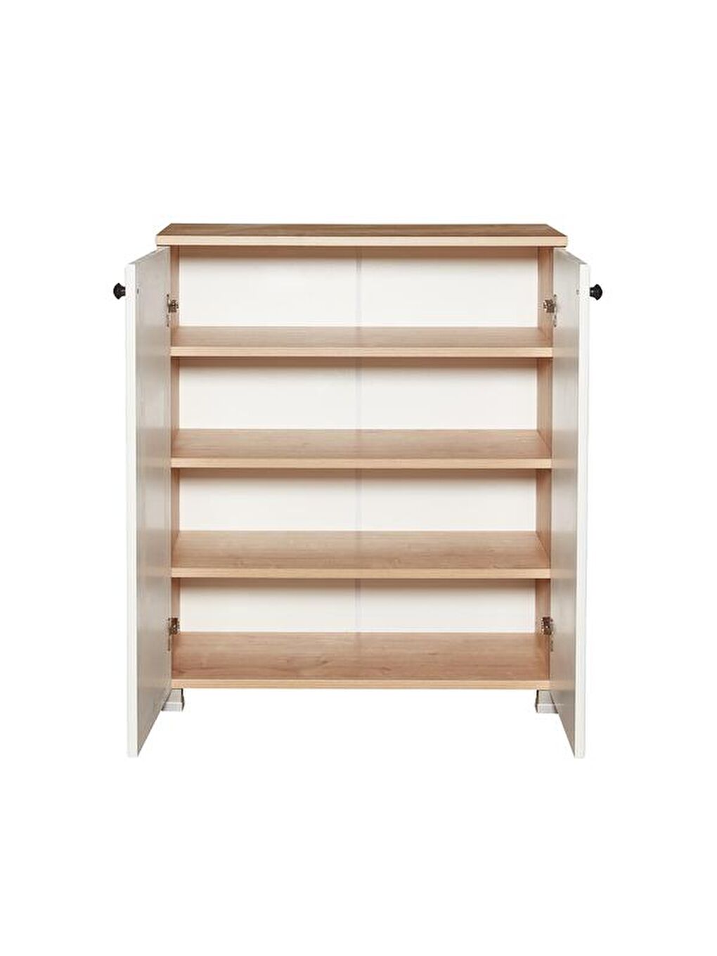 Kahverengi Ares 2 Kapaklı Ayakkabı Dolabı - Safir Meşe / Beyaz-4