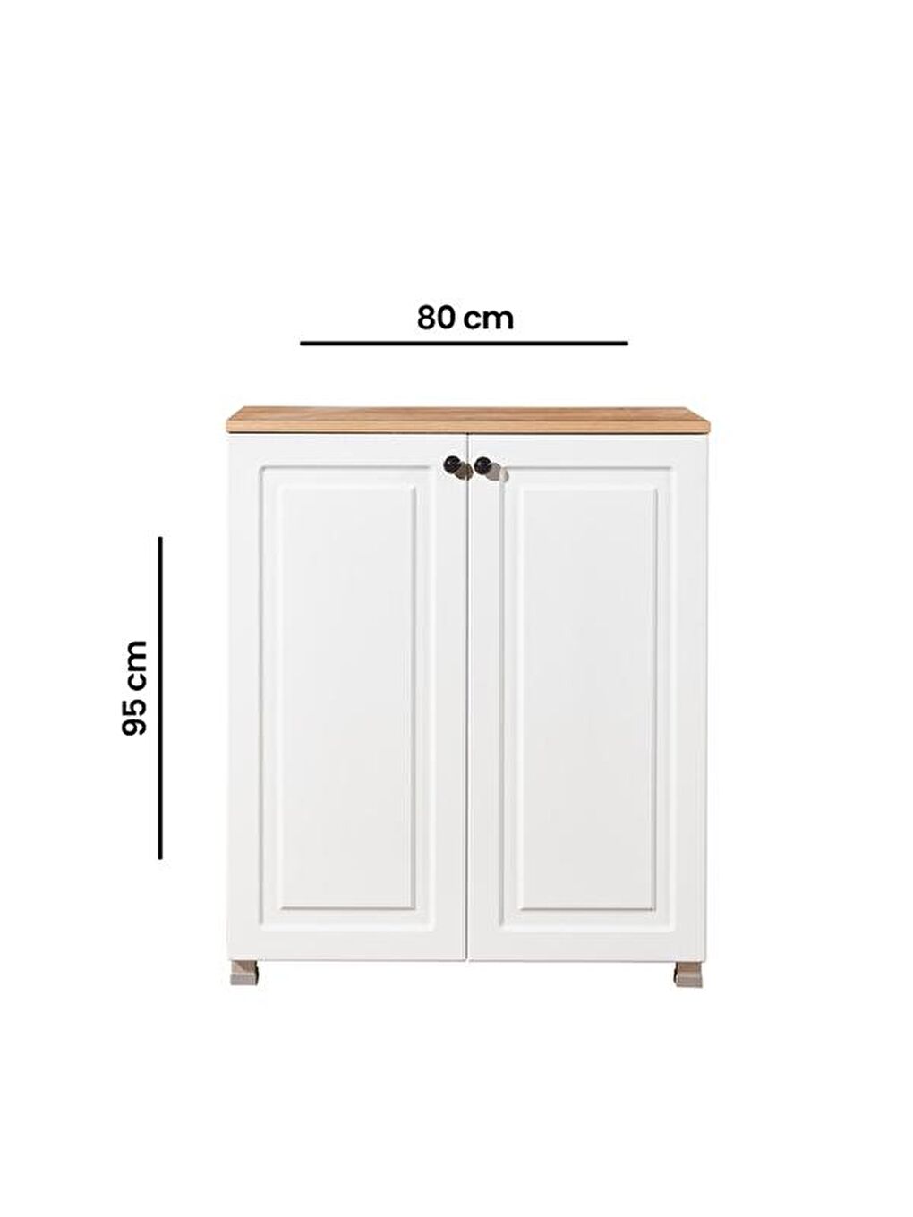 Kahverengi Ares 2 Kapaklı Ayakkabı Dolabı - Safir Meşe / Beyaz-6