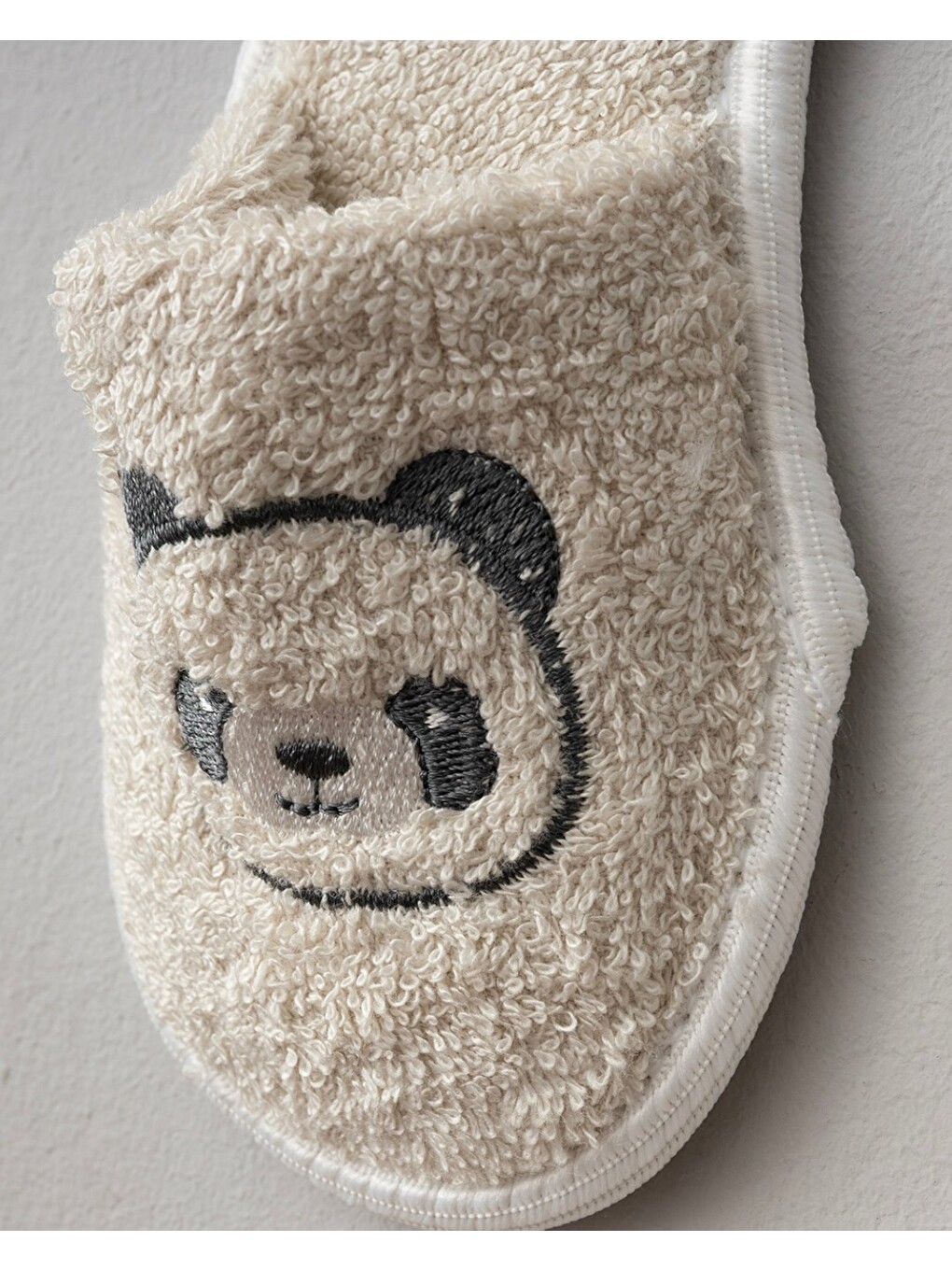 Bej Bebek Gülen Panda Nakışlı 4'lü Havlu & Bornoz Banyo Seti, Yeni Doğan Bornoz Takımı-1