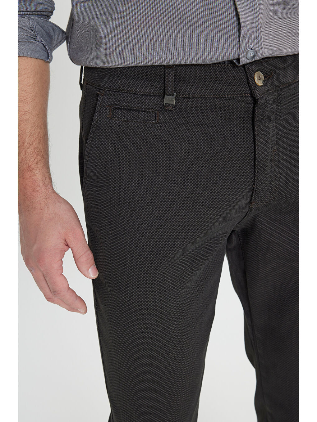 Erkek Kahverengi Pamuklu Comfort Fit Rahat Kesim Armürlü Yan Cep Esnek Casual Pantolon-3