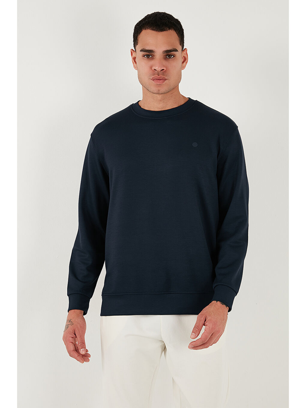 Lacivert Regular Fit Bisiklet Yaka Uzun Kollu Sweat 5901066-2