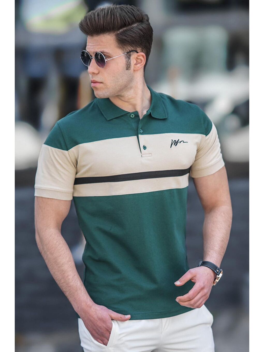 Yeşil Polo Yaka Erkek Tişört 5239