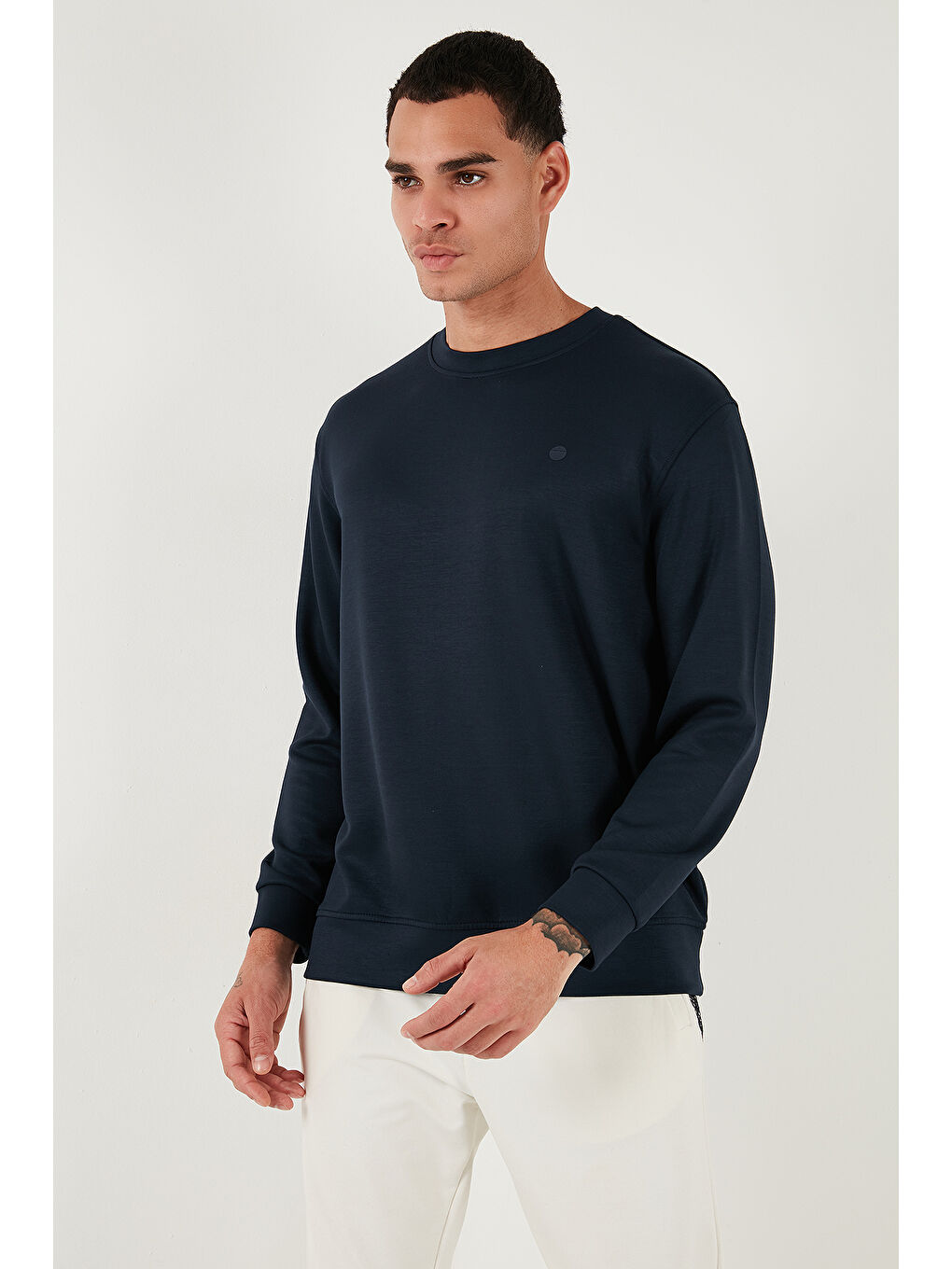 Lacivert Regular Fit Bisiklet Yaka Uzun Kollu Sweat 5901066-3