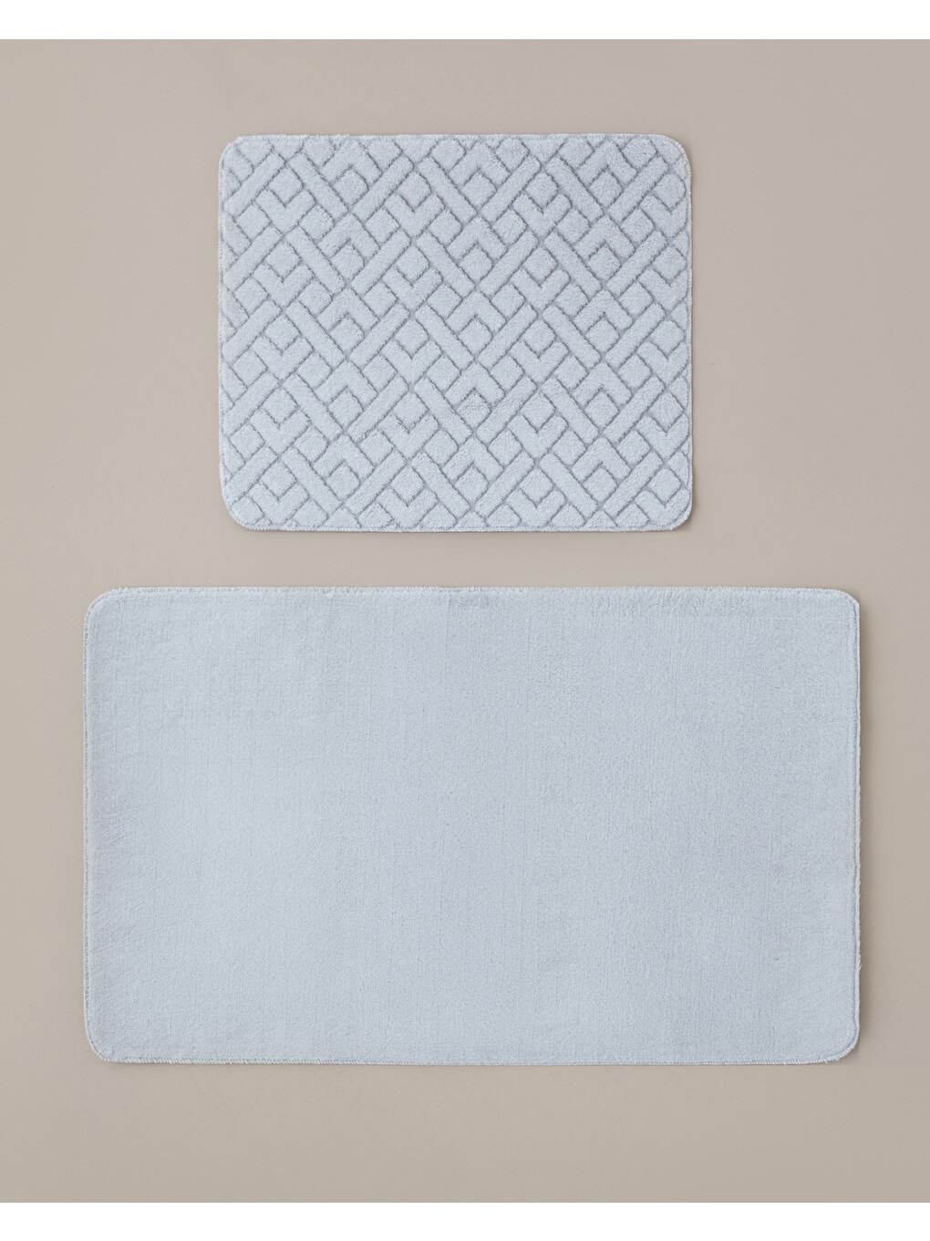 Gridline Kaydırmaz Taban Banyo Paspası Seti 60x80 Cm + 40x60 Cm Gri
