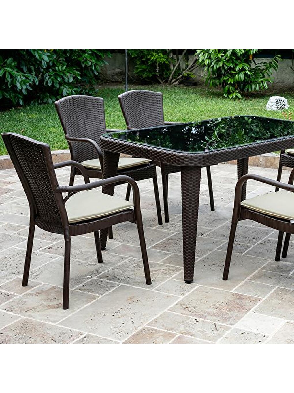 Kahverengi Osaka Bahçe Masa Takımı Seti - Venge-1