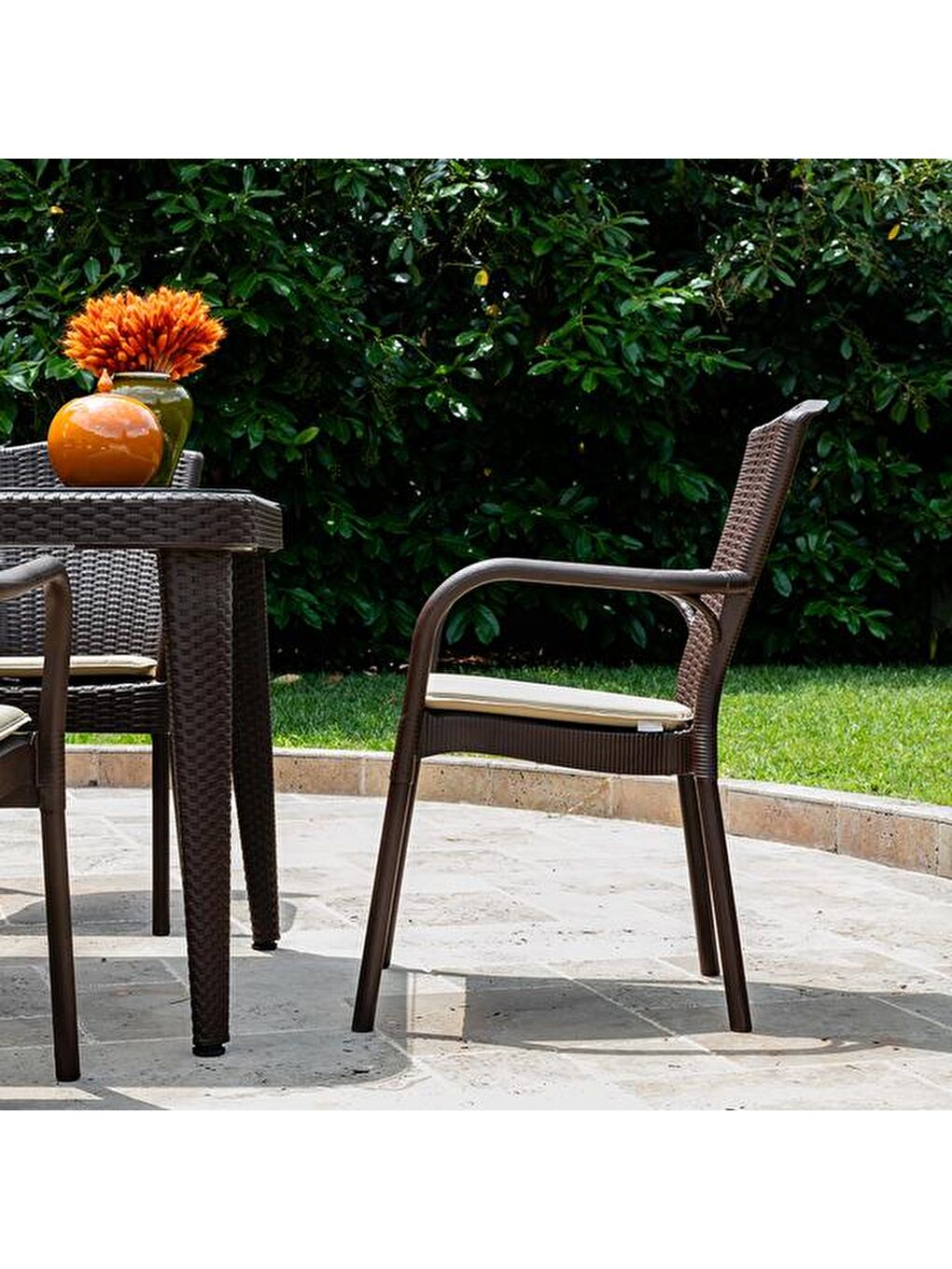 Kahverengi Osaka Bahçe Masa Takımı Seti - Venge-4