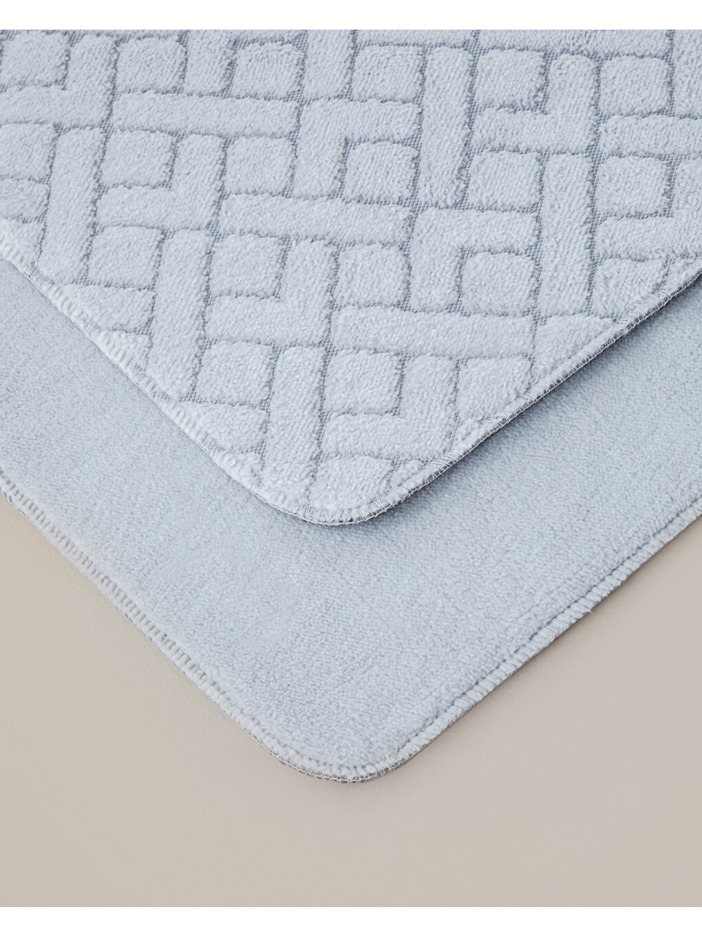 Gridline Kaydırmaz Taban Banyo Paspası Seti 60x80 Cm + 40x60 Cm Gri-1