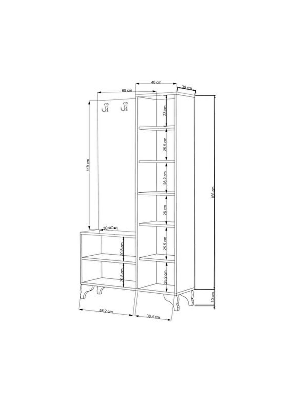 Pembe Aynalı Portmanto - Sonoma / Beyaz-1