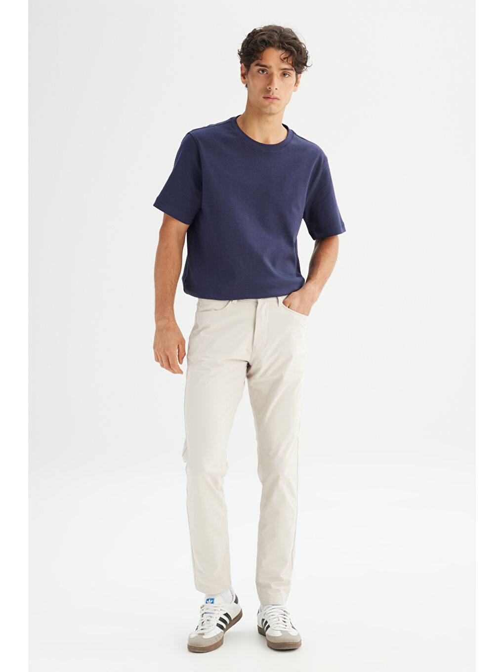 Regular Fit Normal Kesim Normal Bel Dar Paça 5 Cep Casual Bej Pantolon