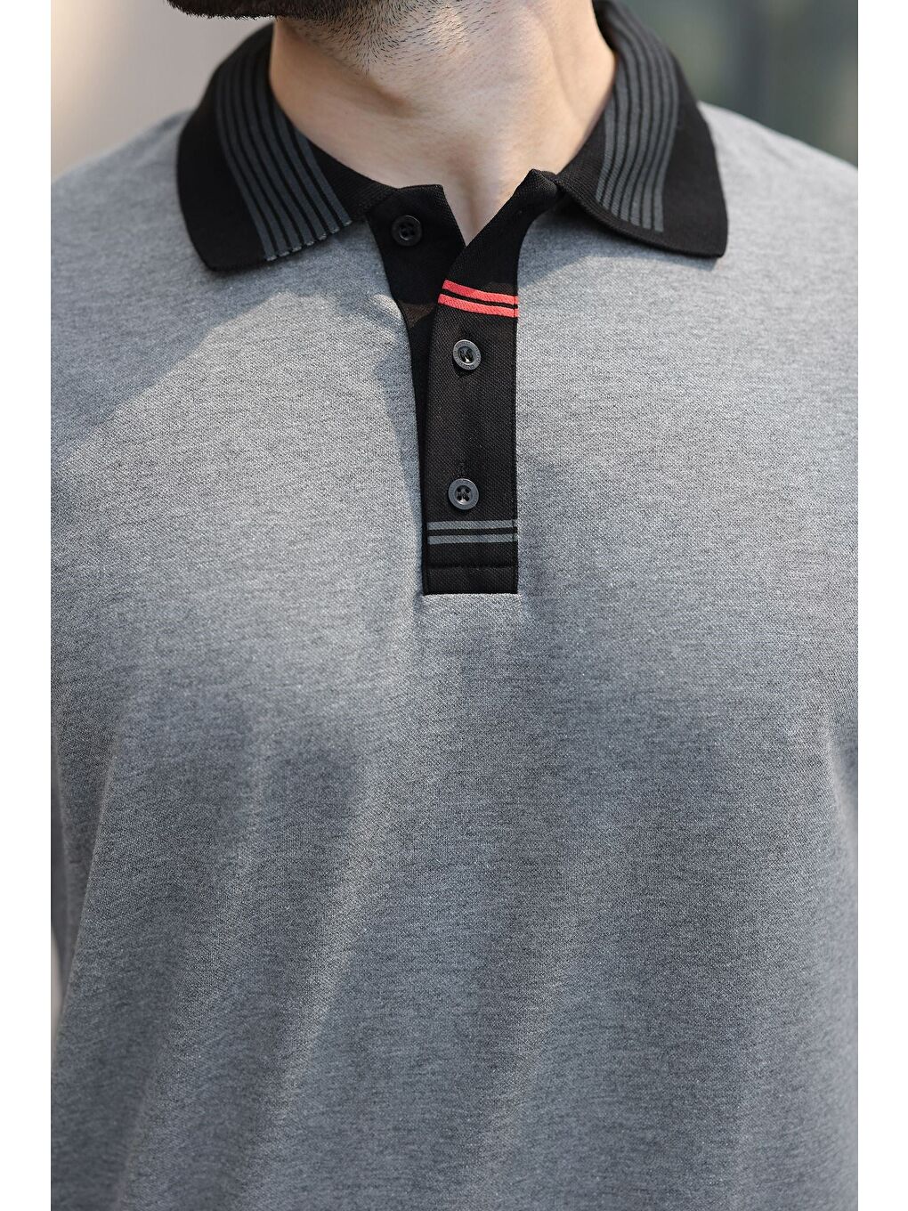 Antrasit Polo Yaka Erkek T-Shirt E7147-2