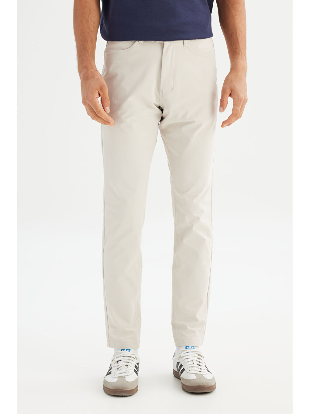 Regular Fit Normal Kesim Normal Bel Dar Paça 5 Cep Casual Bej Pantolon-1