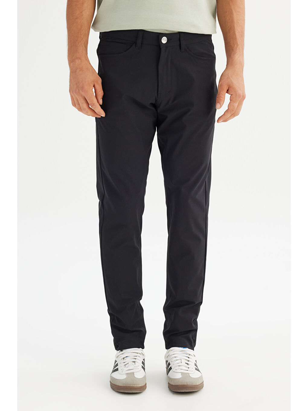 Regular Fit Normal Kesim Dar Paça 5 Cep Siyah Casual Pantolon-1