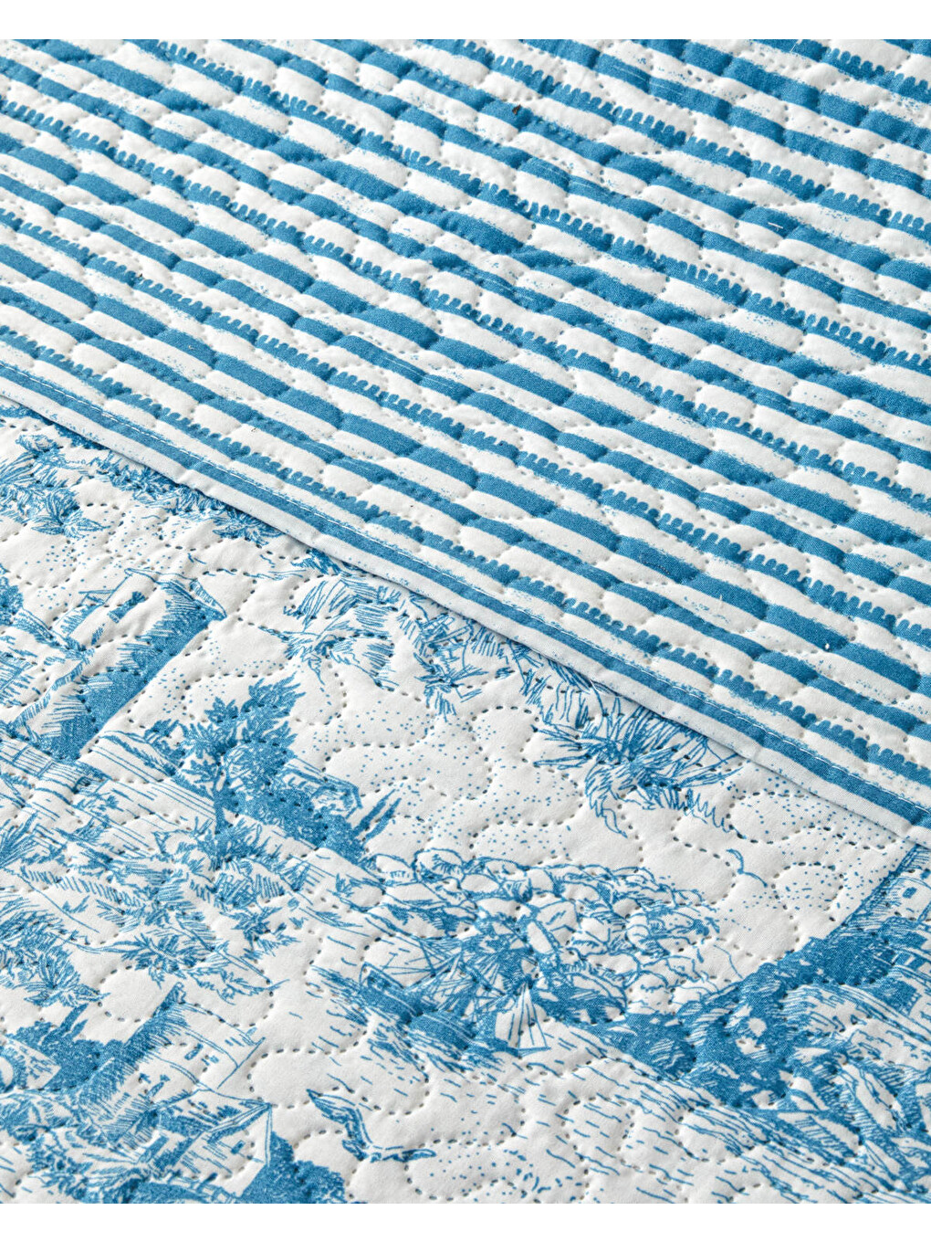 Seaside Serenity Çift Kişilik Çok Amaçlı Örtü 200x220 Cm Mavi-3