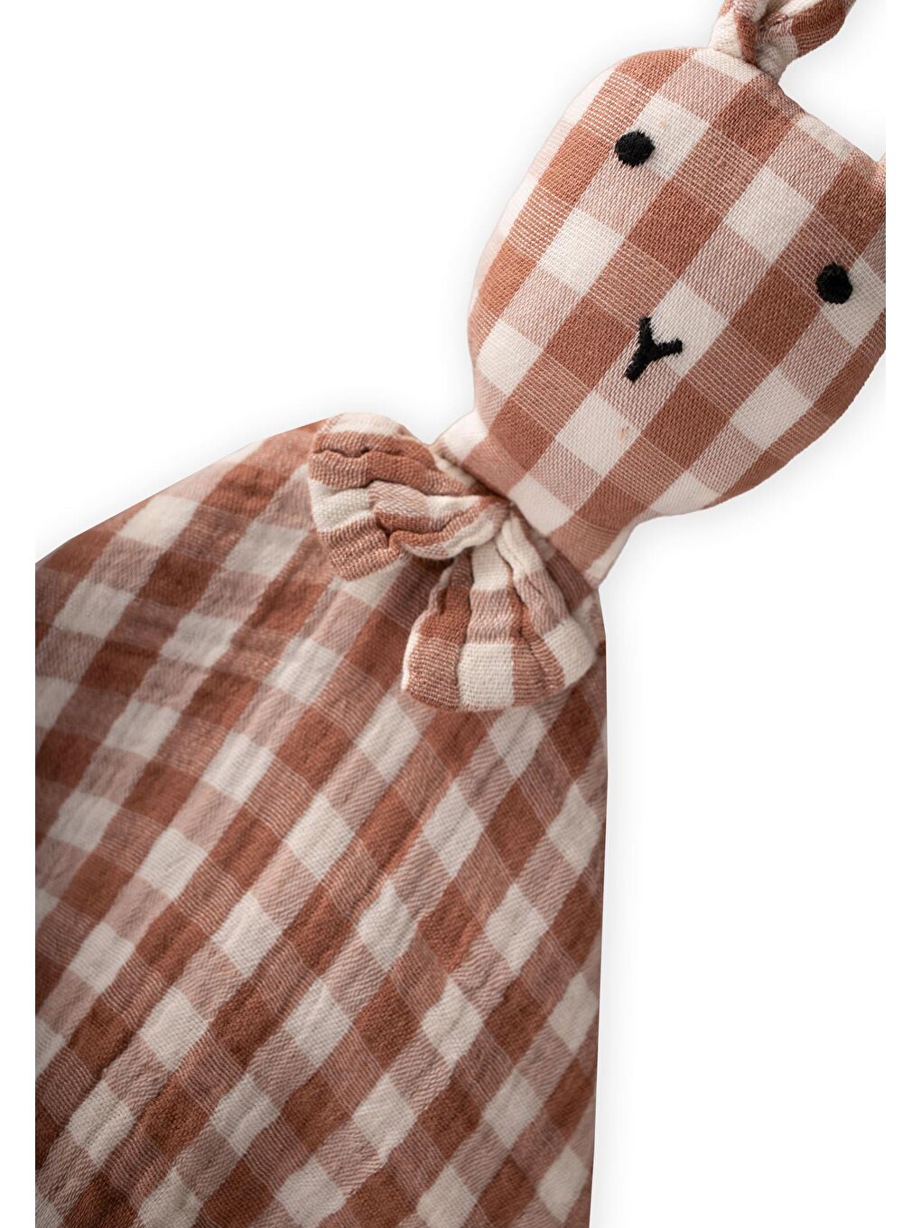 Tavşan Müslin Uyku Arkadaşı (Yıkanmıştır) 40X40 Cm Kahve Ekose-1