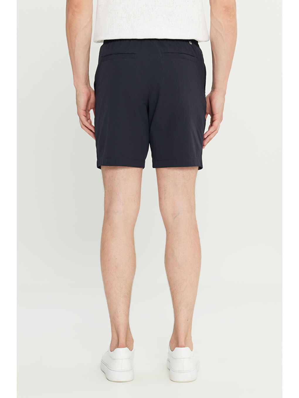 Erkek Lacivert 360 Her Yöne Esneyen Slim Fit Dar Kesim Yan Cepli Esnek Şort-5