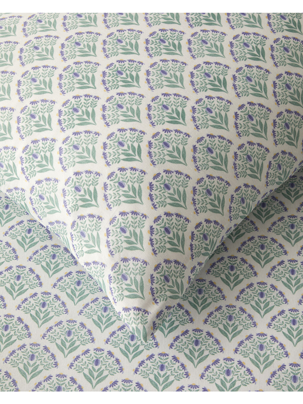 Ornament Petal Kolay Ütülenir Çift Kişilik Nevresim Seti 200x220 Cm Lila-yeşil-2