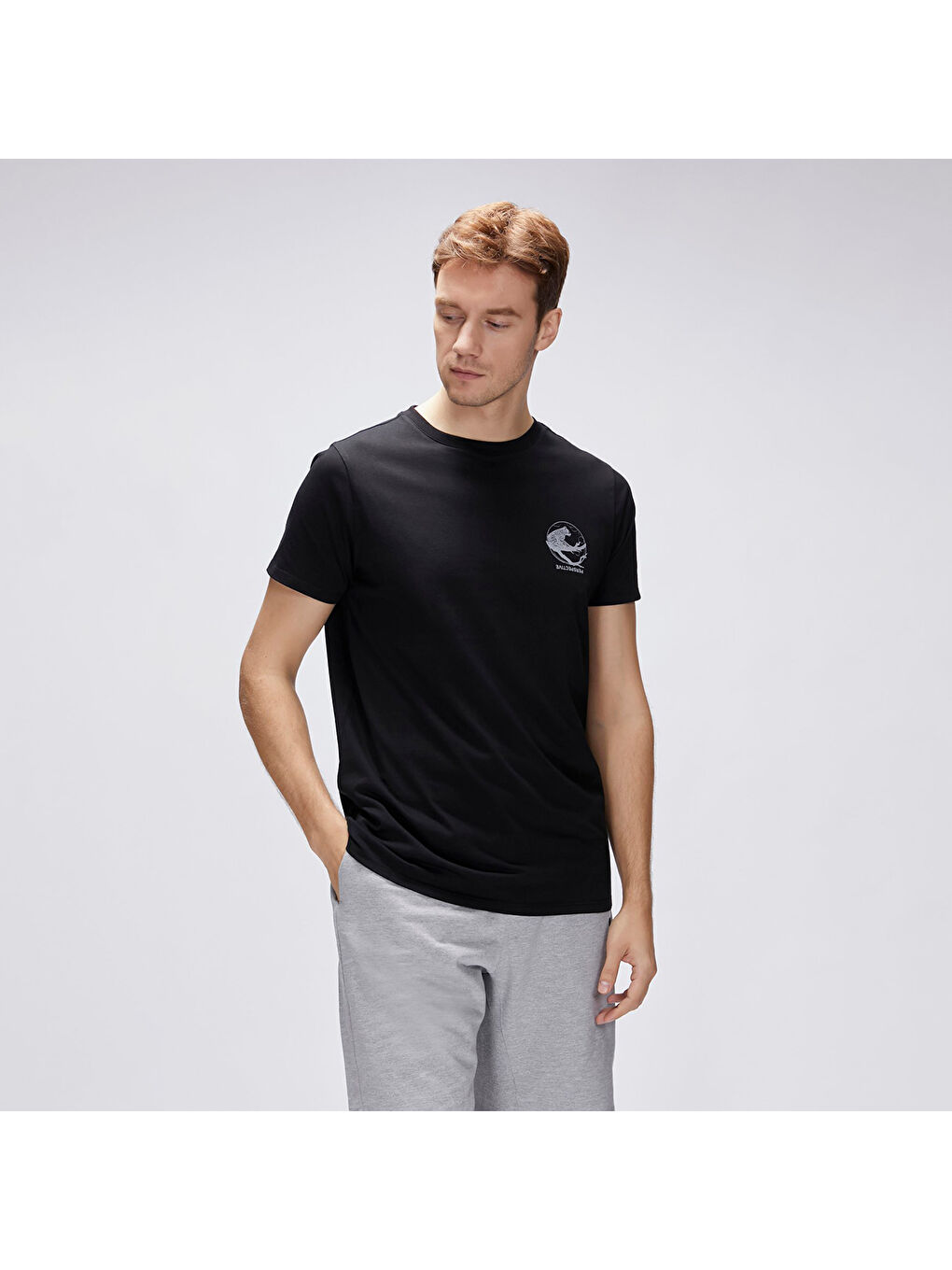 Pard Erkek Siyah Yuvarlak Yaka Tişört-1