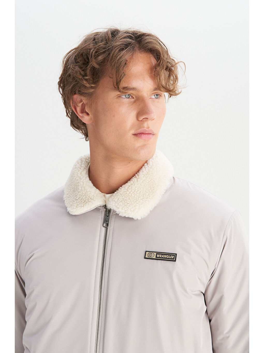 Bej Regular Fit Normal Kesim Gömlek Yaka Cepli Bomber Ceket Mont-3