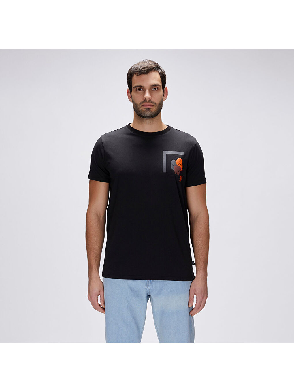 Bain Erkek Siyah Yuvarlak Yaka Tişört