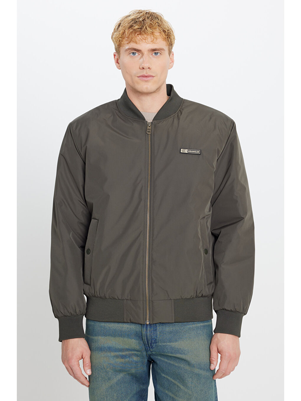 Haki Regular Fit Normal Kesim Gömlek Yaka Cepli Bomber Ceket Mont-1