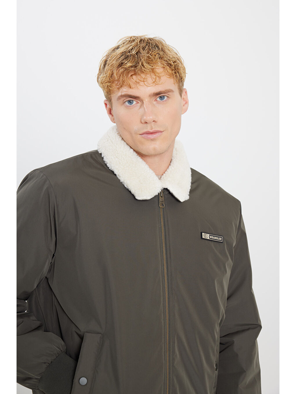 Haki Regular Fit Normal Kesim Gömlek Yaka Cepli Bomber Ceket Mont-3