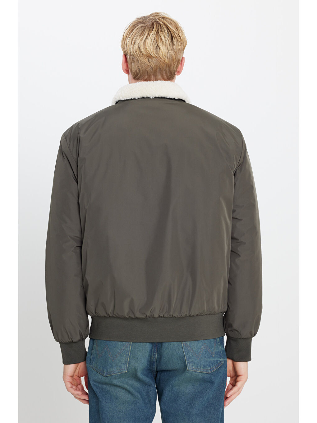 Haki Regular Fit Normal Kesim Gömlek Yaka Cepli Bomber Ceket Mont-4