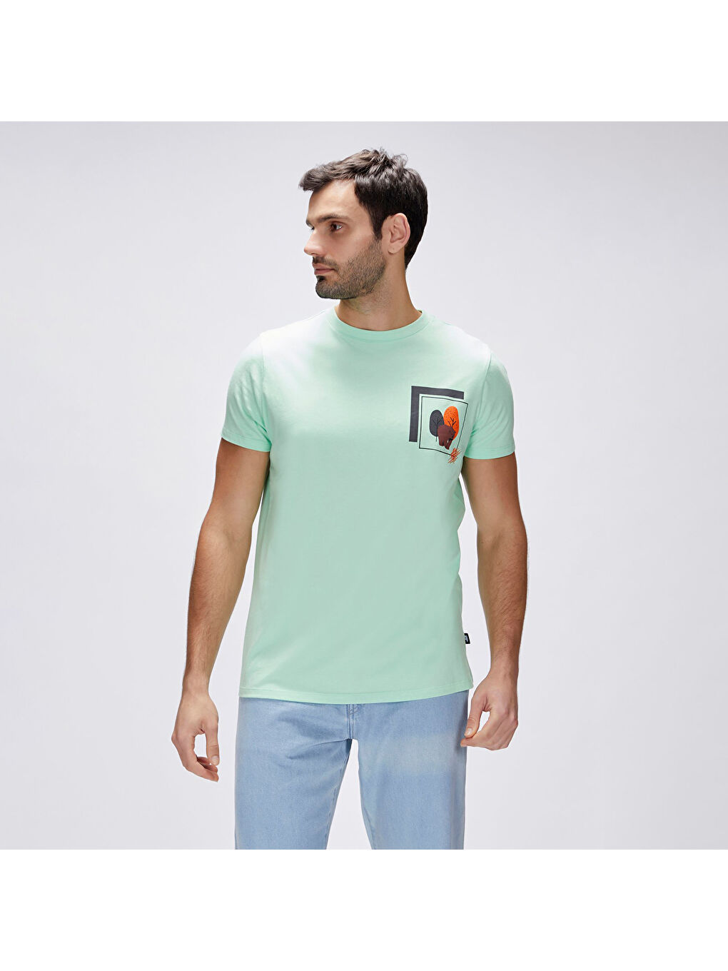 Bain Erkek Yeşil Yuvarlak Yaka Tişört-2