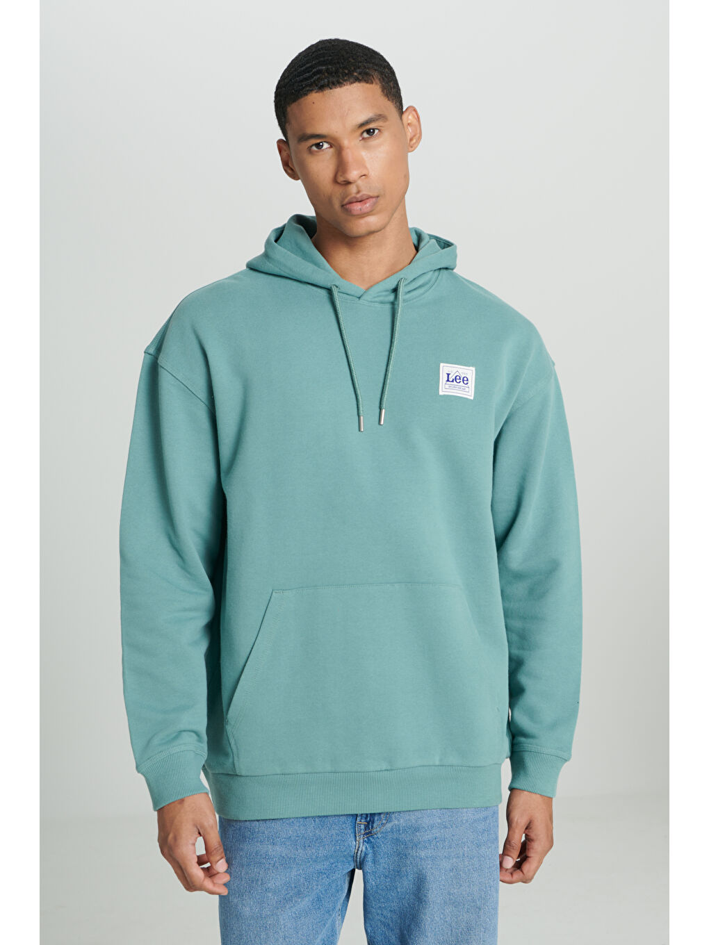 Petrol Loose Fit Rahat Kesim %100 Pamuk Kapüşonlu Şardonlu Mint Yeşili Sweatshirt-1