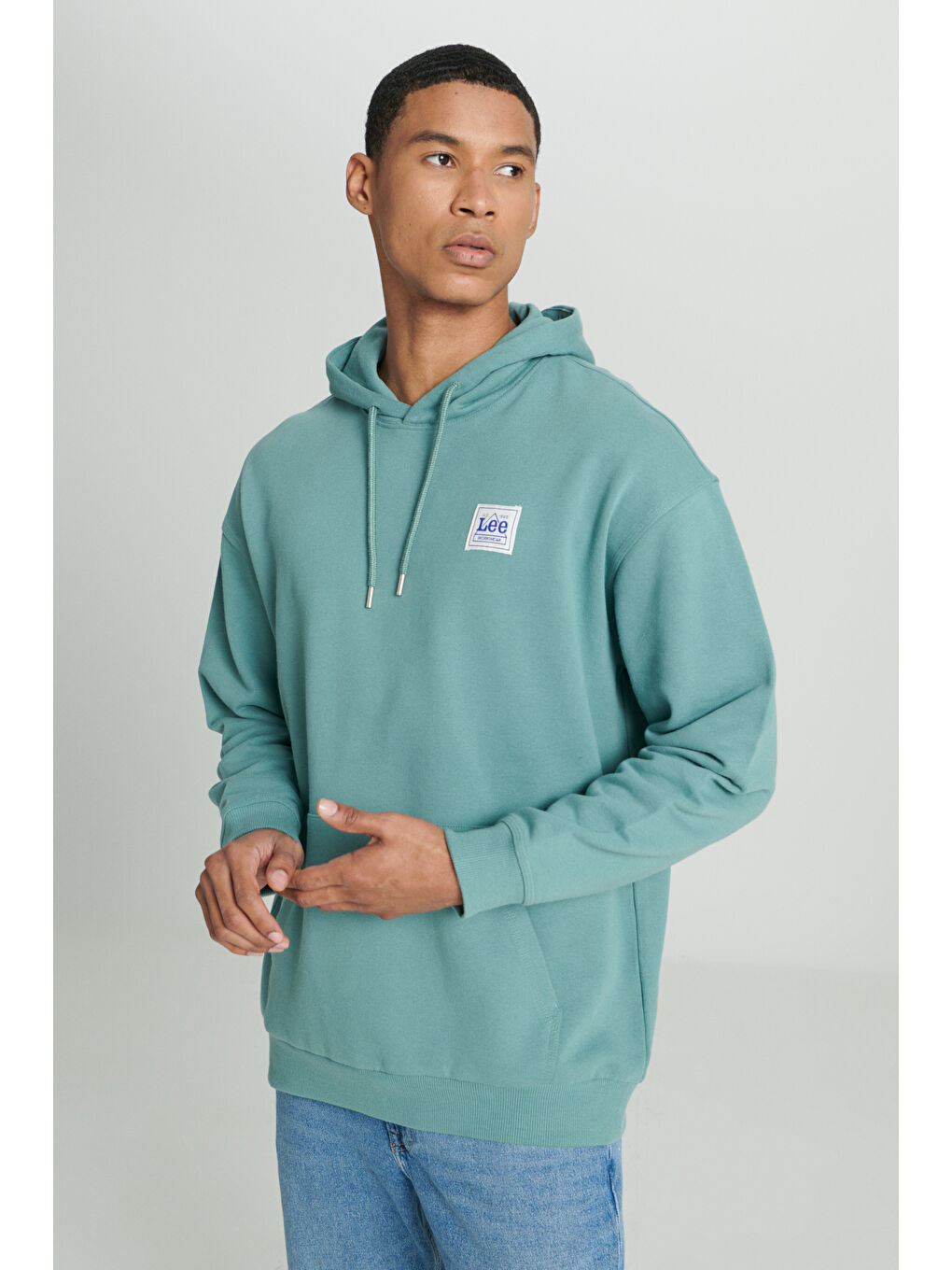 Petrol Loose Fit Rahat Kesim %100 Pamuk Kapüşonlu Şardonlu Mint Yeşili Sweatshirt-2