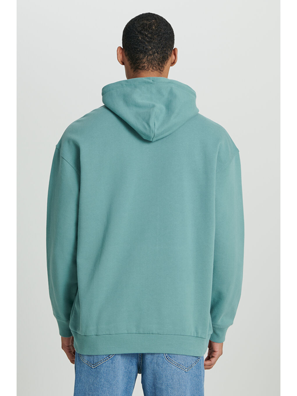 Petrol Loose Fit Rahat Kesim %100 Pamuk Kapüşonlu Şardonlu Mint Yeşili Sweatshirt-5