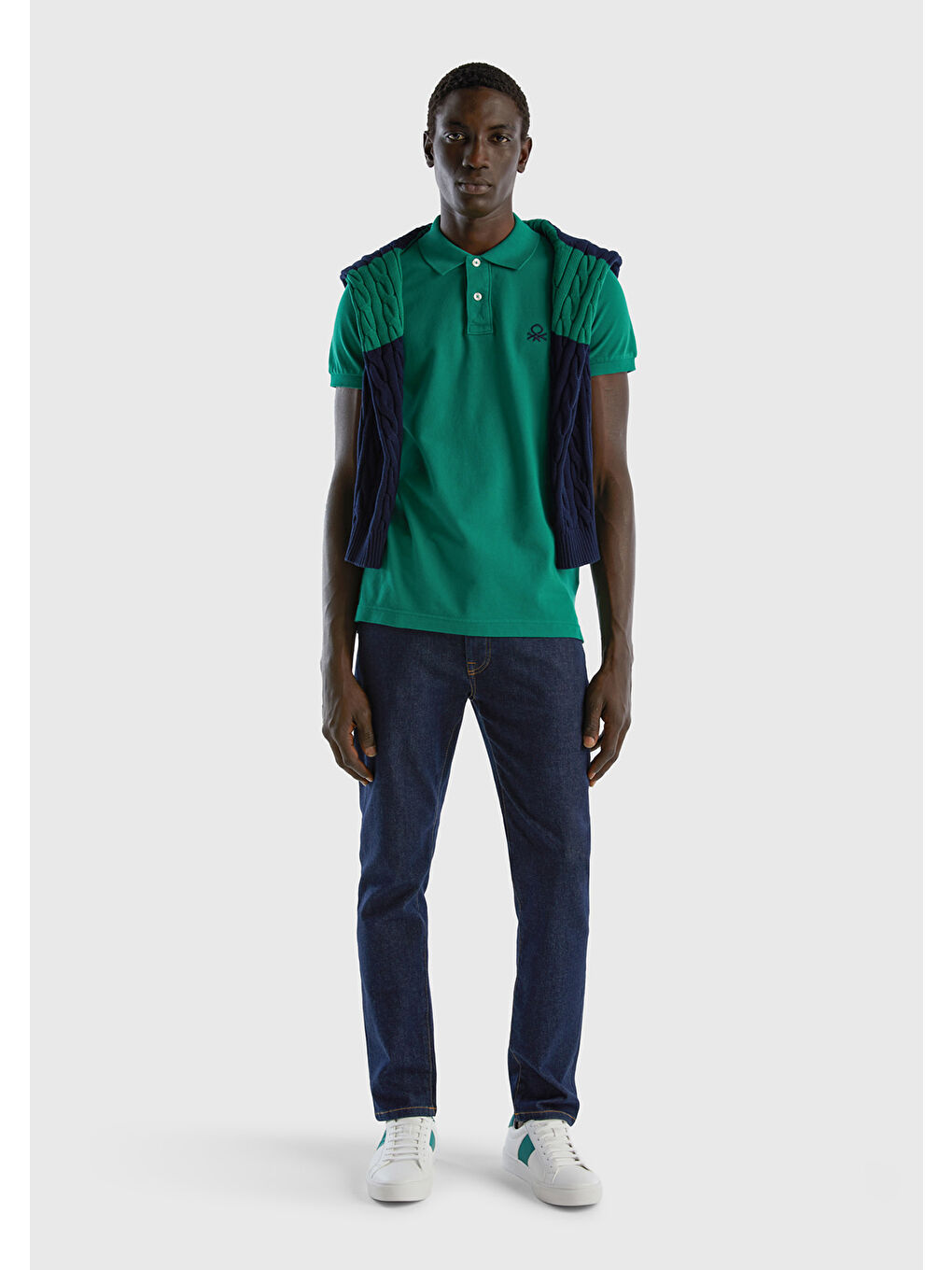 United Colors Of Benetton Erkek Koyu Yeşil Slim Fit Kısa Kollu Polo T-Shirt