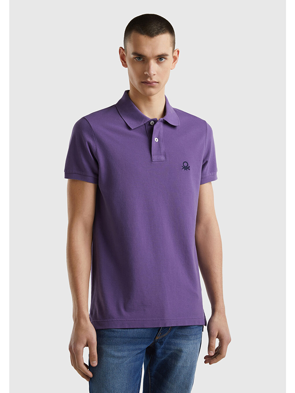 United Colors Of Benetton Erkek Mor Slim Fit Kısa Kollu Polo T-Shirt - 1