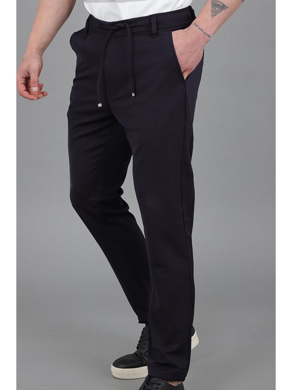 Lacivert Örme Jogger Yazlık Pantolon QUK 2012_0435