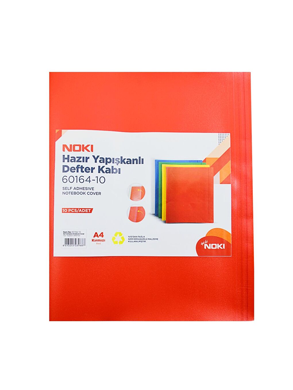 Hazır Yapışkanlı Defter Kabı A4 10lu Kırmızı 60164-10