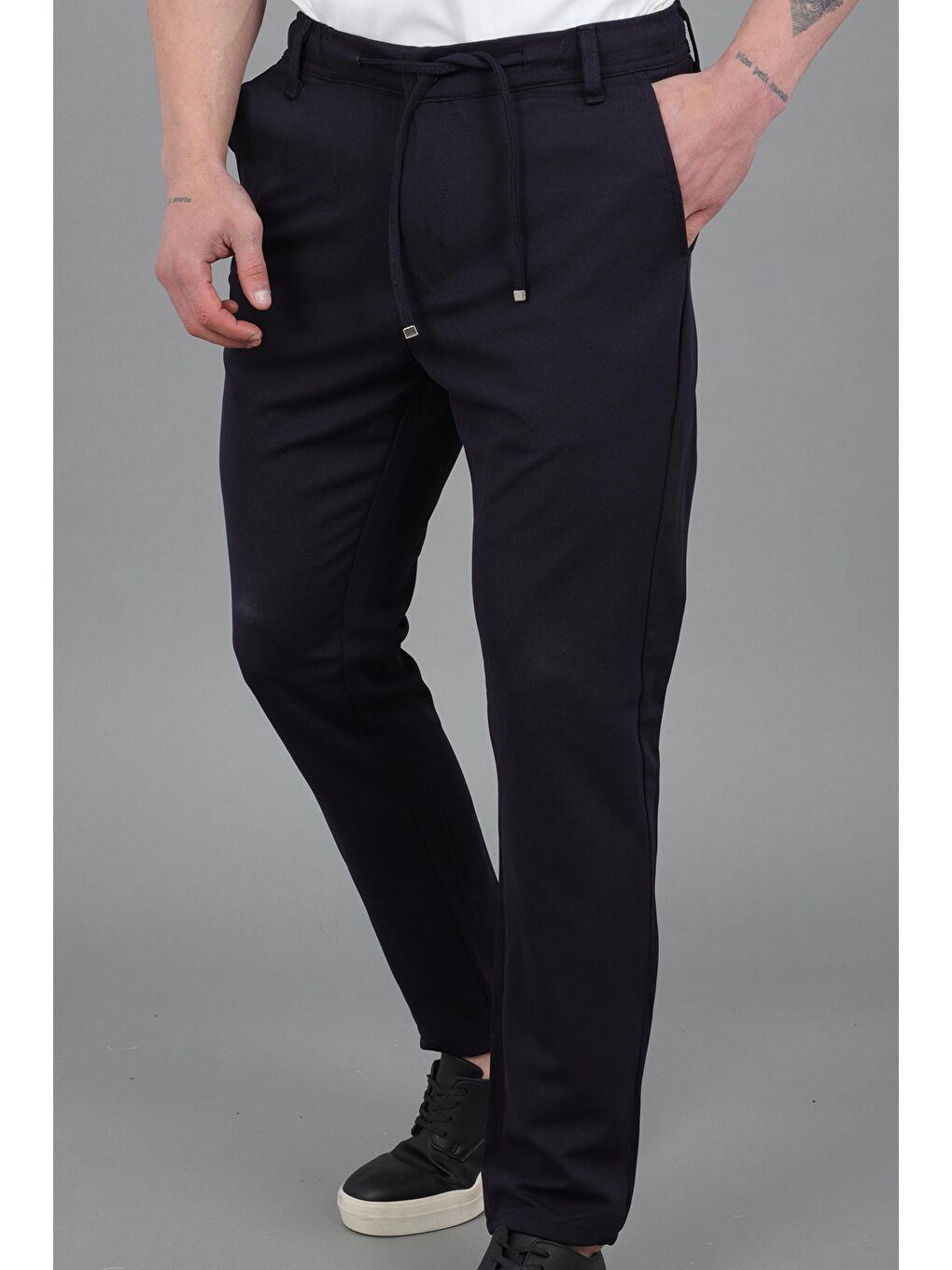 Lacivert Örme Jogger Yazlık Pantolon QUK 2012_0435-1