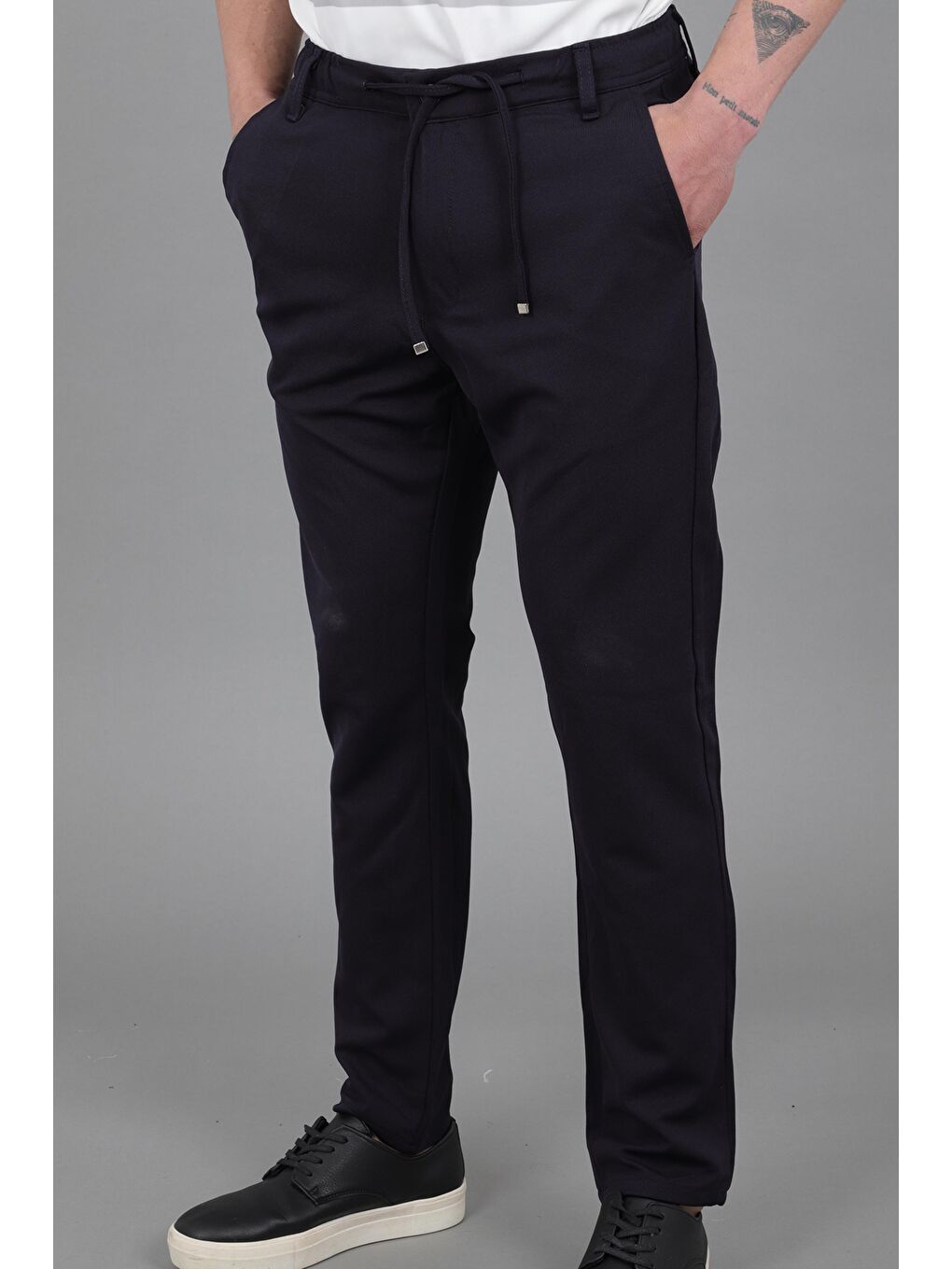 Lacivert Örme Jogger Yazlık Pantolon QUK 2012_0435-2