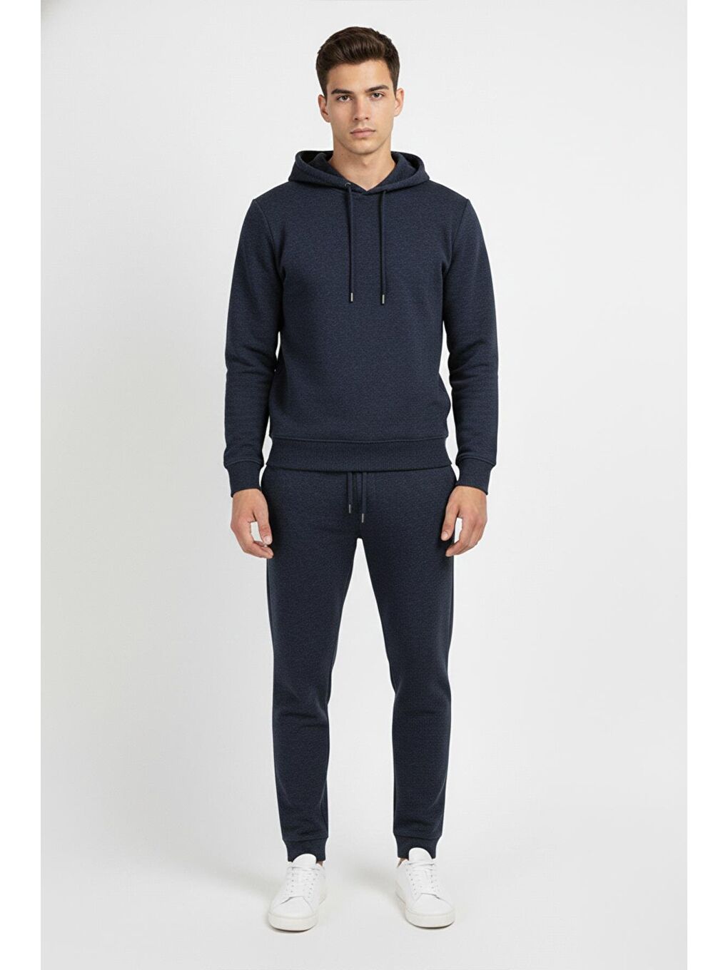 Lacivert Regular Fit Pamuklu Kapüşonlu Eşofman Takımı