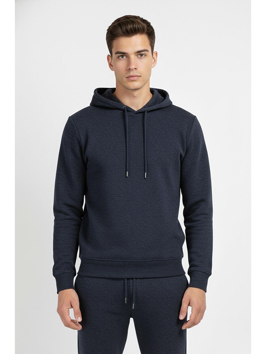 Lacivert Regular Fit Pamuklu Kapüşonlu Eşofman Takımı-1