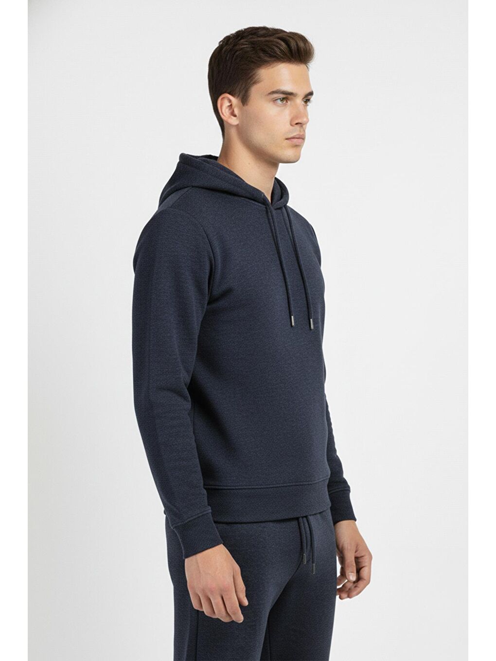 Lacivert Regular Fit Pamuklu Kapüşonlu Eşofman Takımı-2