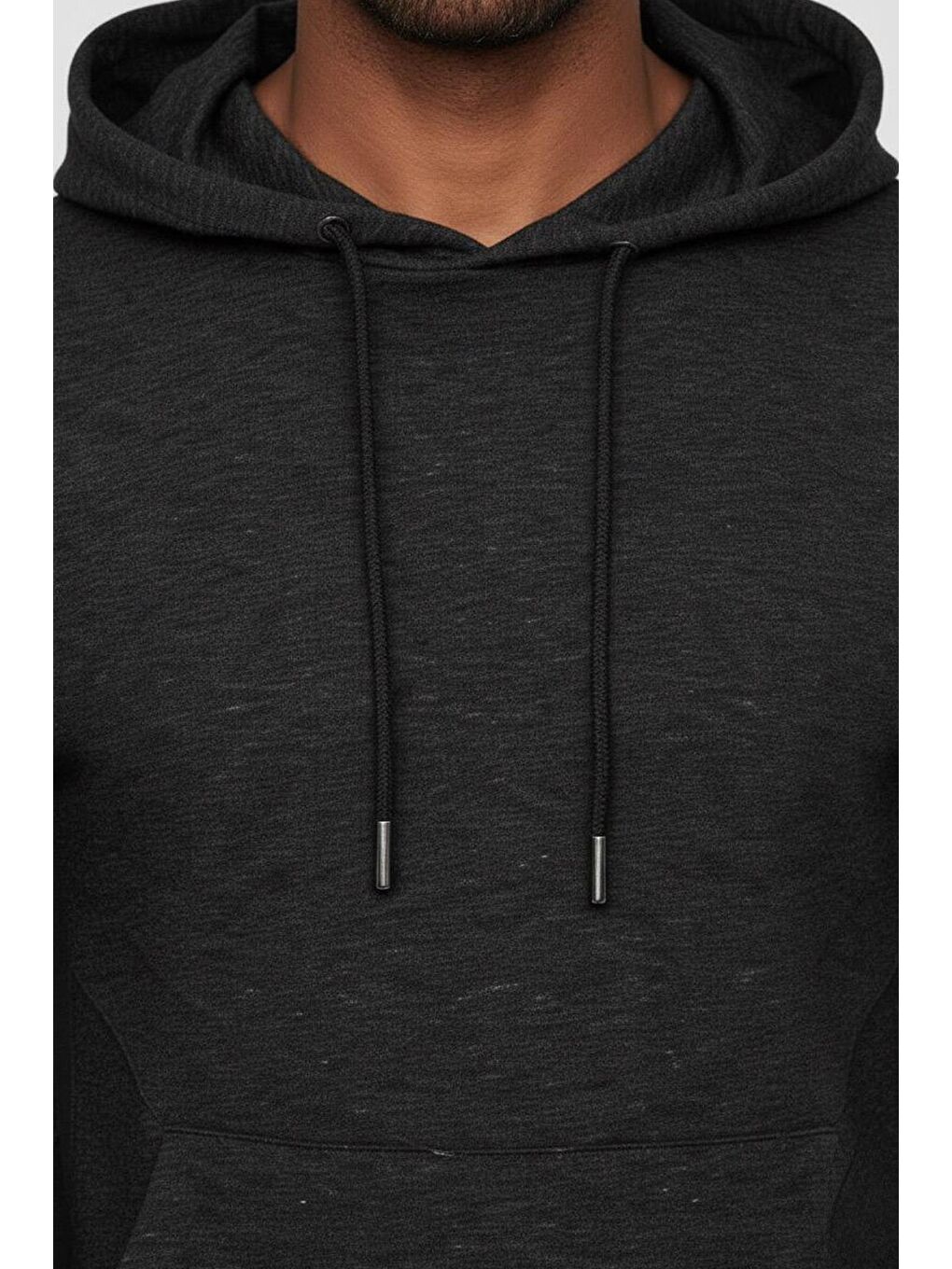 Siyah Regular Fit Pamuklu Kapüşonlu Eşofman Takımı-2