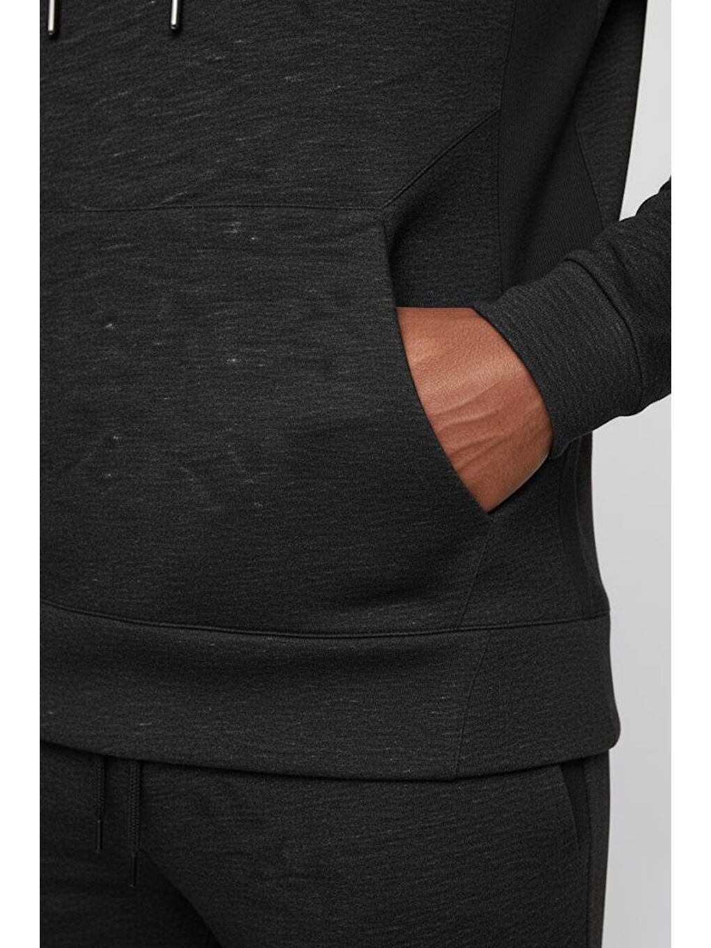 Siyah Regular Fit Pamuklu Kapüşonlu Eşofman Takımı-3