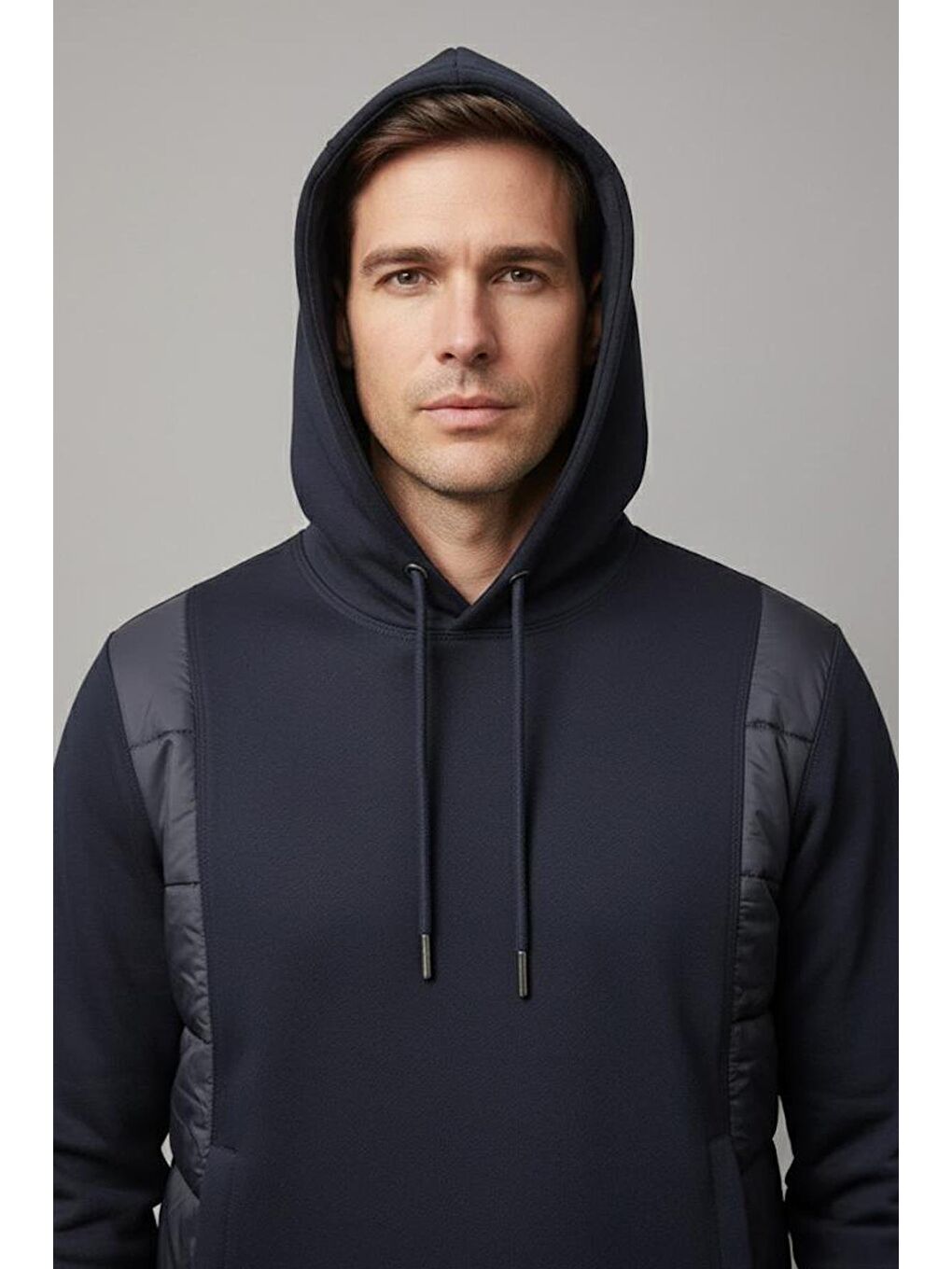 Lacivert Standart Fit Pamuklu Kapüşonlu Eşofman Takımı-1