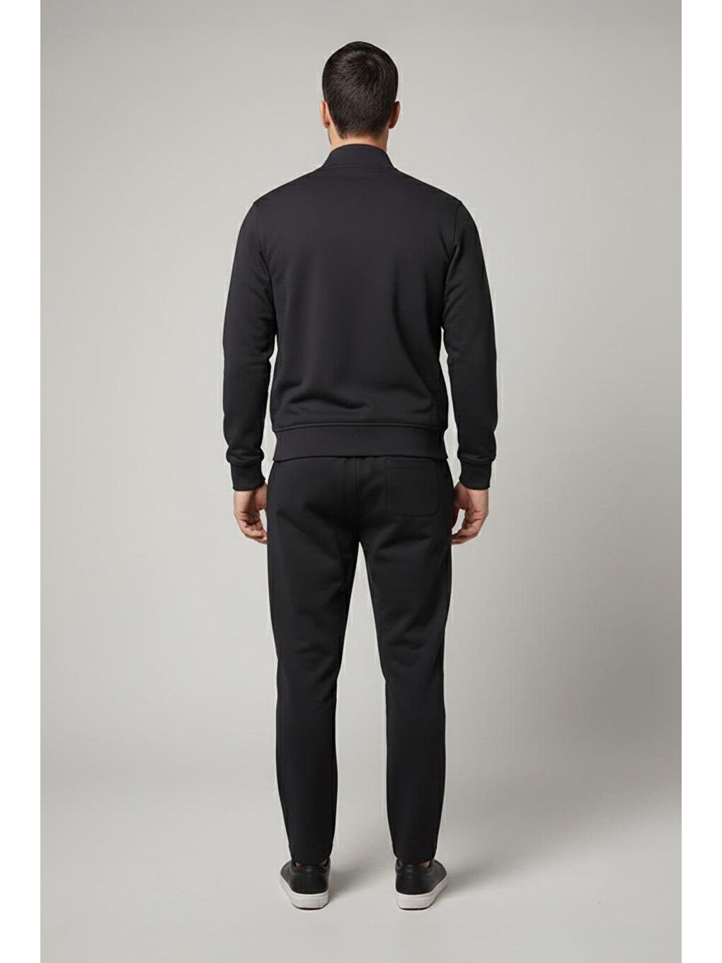 Siyah Regular Fit Pamuklu Fermuarlı Eşofman Takımı-1